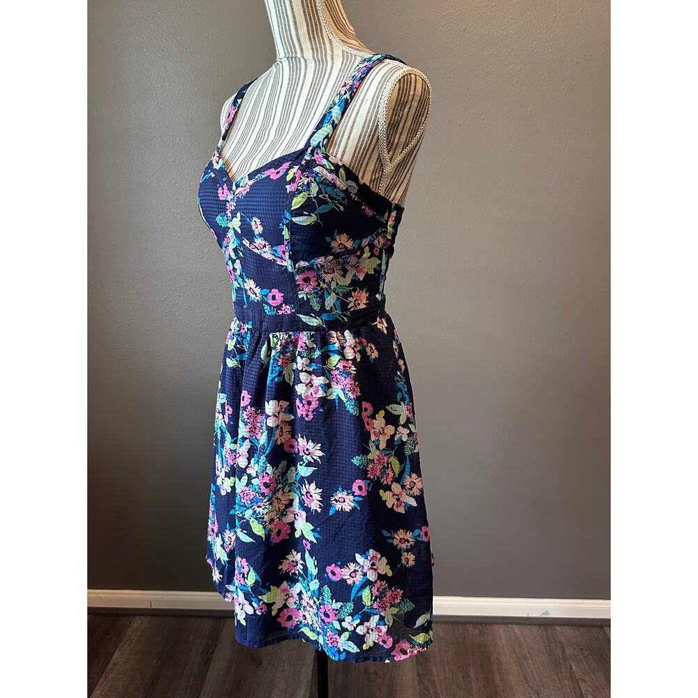 Vintage Candie’s Floral Sundress Navy Blue Fit & Flare Dress Size XL - Picture 7 of 9